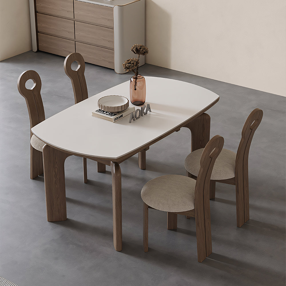 50.7" Versatile Transformable Dining Table in White and Wood