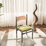 Load image into Gallery viewer, 18.33&#39;&#39;Mid Century Dining Chair Carved Wood Frame Green Fabric Seat Vintage Style
