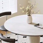 Load image into Gallery viewer, 47.2&quot; Modern Round Dining Table White Stone Top and Fiberglass Base
