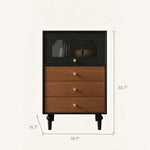 Load image into Gallery viewer, Modern Walnut Nightstand with Mirrored Drawer Mid Century Bedside Table
