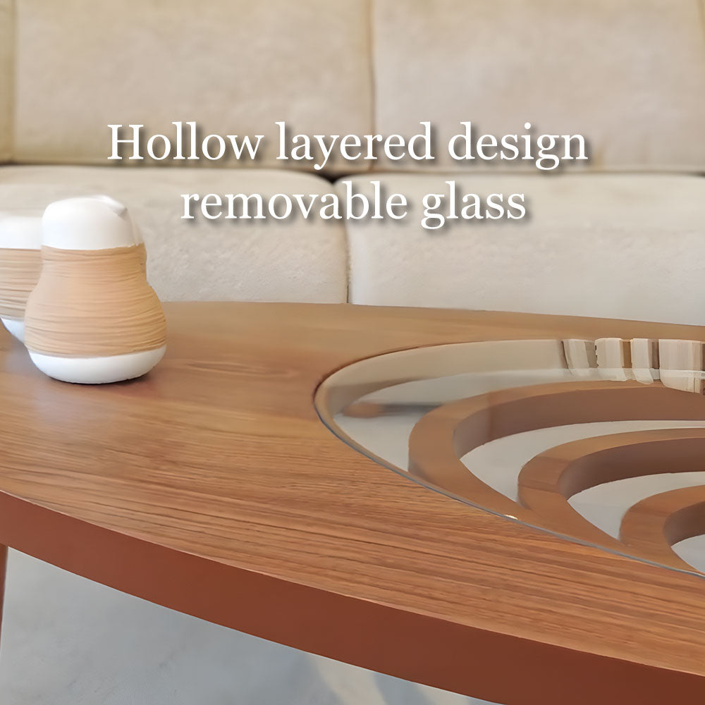 Modern Artistic Coffee Table with 3D Vortex Design and Tempered Glass Top