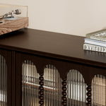 Load image into Gallery viewer, Modern Black TV Stand Console Table with Arched Glass Doors
