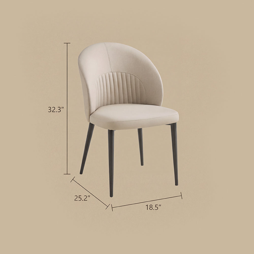 Contemporary Faux Leather Dining Chair with Curved Back Upholstered Seat Black Metal Legs 1 Piece