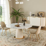 Load image into Gallery viewer, Luxury White &amp; Gold Dining Suite Convertible Expandable Dining Table Contemporary Sideboard

