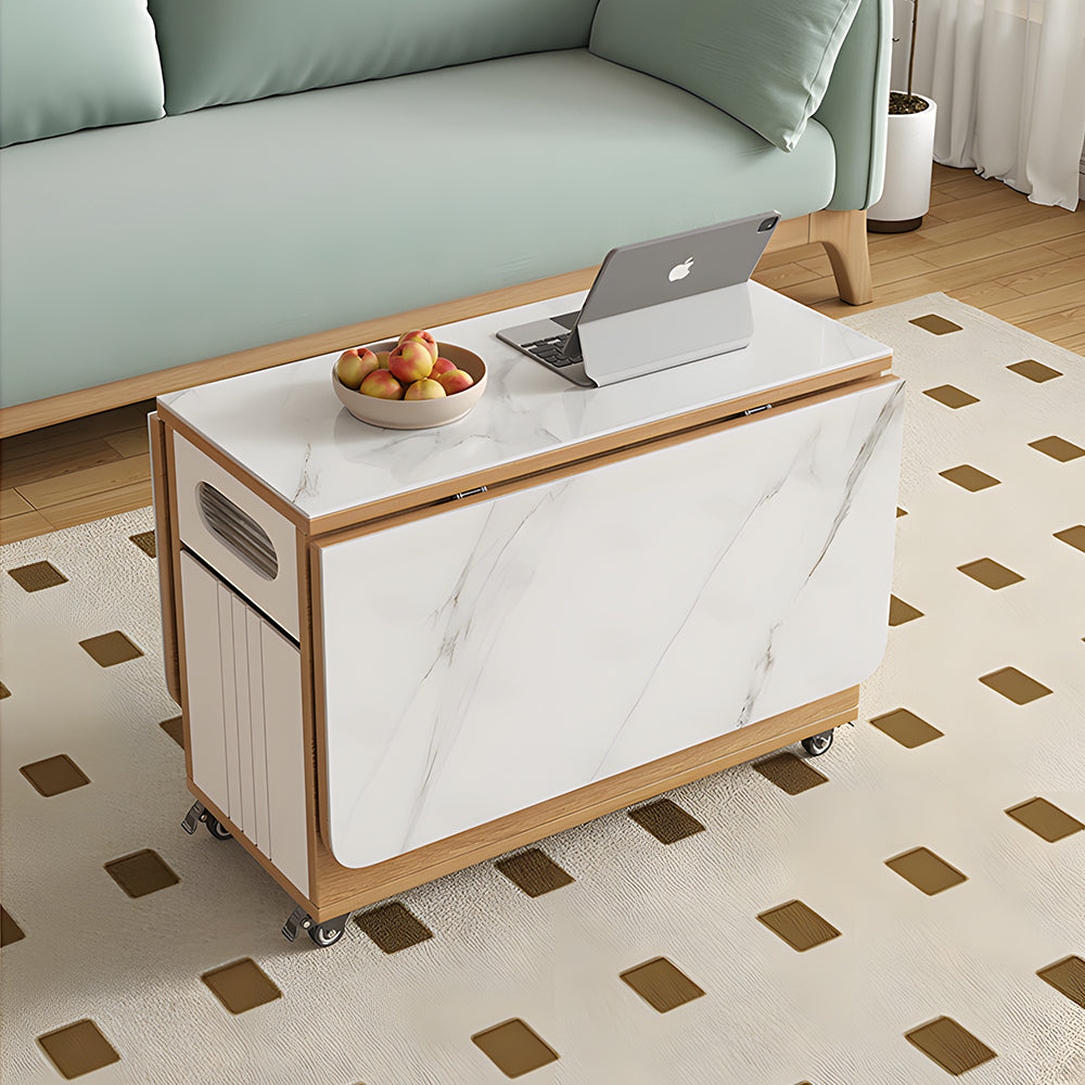 Multi-Functional Folding Coffee Table with Hidden Storage Extendable Design Easy Mobility & 2 Stools