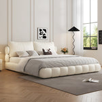 Load image into Gallery viewer, Queen Size Modern Bed with Ultra-Fiber Leather Steel-Wood Slatted Frame and Sleek Minimalist Design
