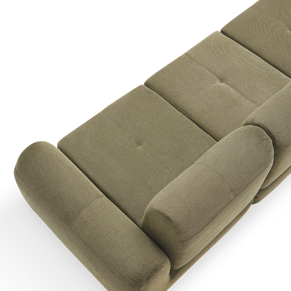 101''Convertible Sofa Bed Three Seater Olive Green Upholstered Tufted Cushion Modern Curved Arm Modular Design