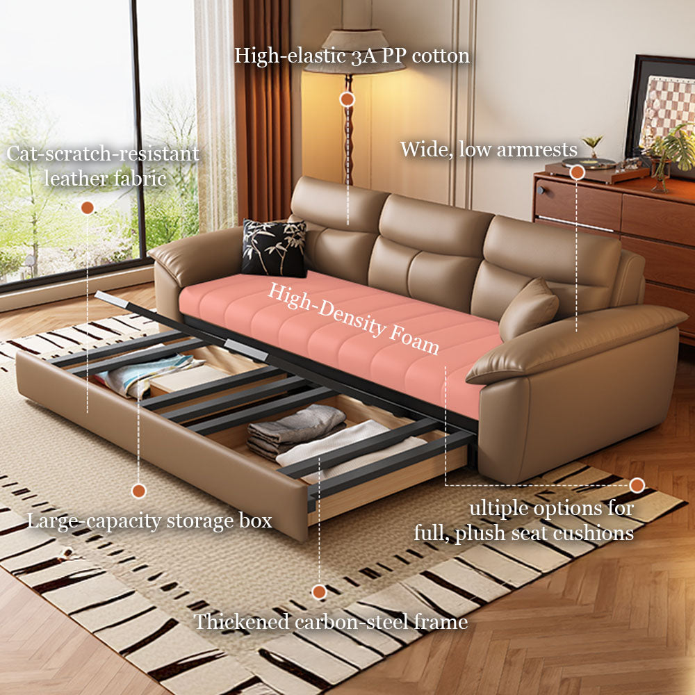 89.7'' Cat Scratch-Resistant Sofa Bed Hidden Storage Convertible Design Durable Comfort
