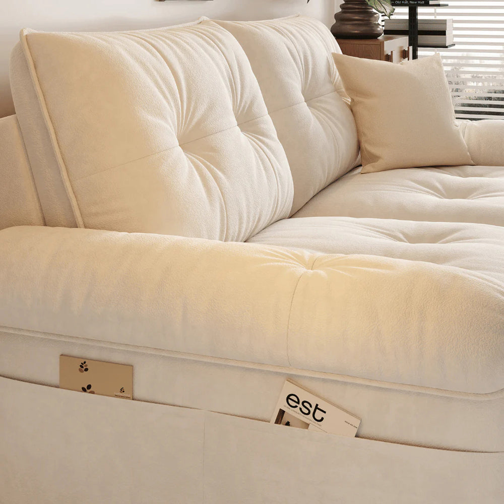 Modern Convertible Sofa Bed Tufted Fabric Sleeper Sofa Space Saving Pull Out Couch  Description