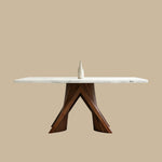 Load image into Gallery viewer, Luxury Sintered Stone Dining Table with Artistic Walnut Wood
