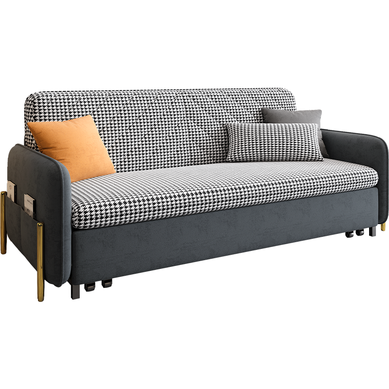 Sofa Bed Solid Wood Metal Frame Velvet Fabric Modern Convertible