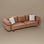 Load image into Gallery viewer, 110" Modern 4-Seater Leather Sofa Luxury Comfort with High-Density Foam Solid Wood Frame &amp; Brushed Stainless-Steel Accents
