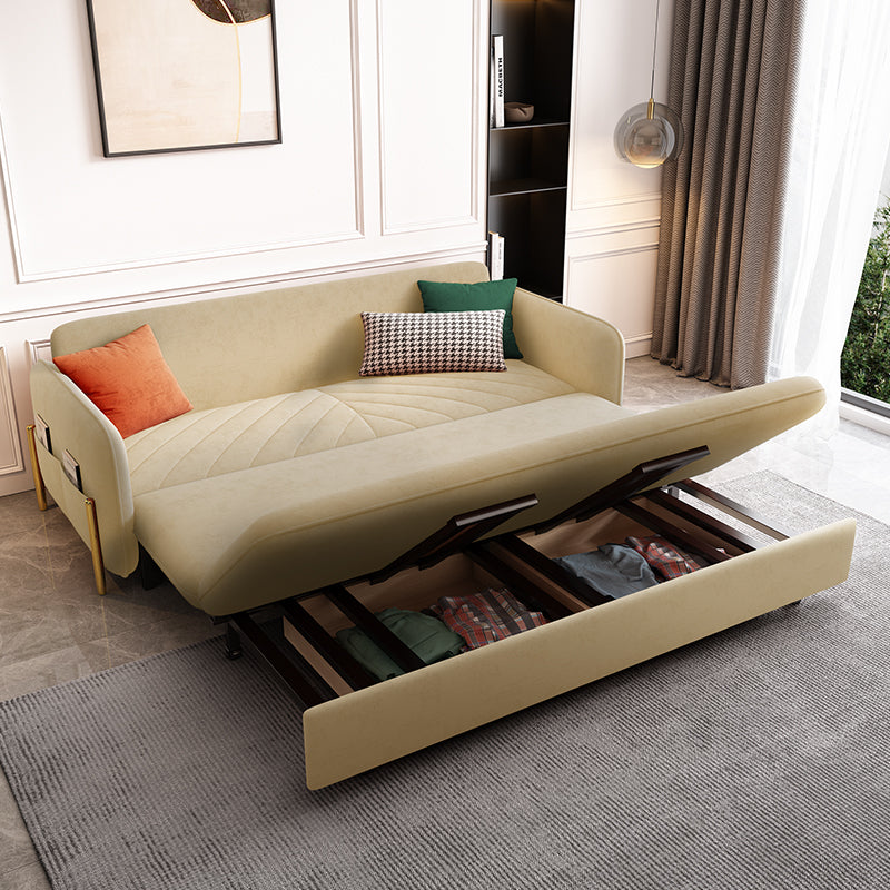 Sofa Bed Solid Wood Metal Frame Velvet Upholstery Storage Drawer Convertible