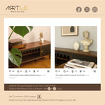 Load image into Gallery viewer, 78.7&#39;&#39; Retro Metal TV Cabinet Arched Grille Doors Walnut Finish Elevated Base
