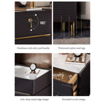 Load image into Gallery viewer, Luxury Bedside Table with Textured Front Panels and Brass Accents

