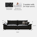Load image into Gallery viewer, Modern Low Profile Black Leather Straight Sofa Minimalist Wide Arm 4 Seater Couch
