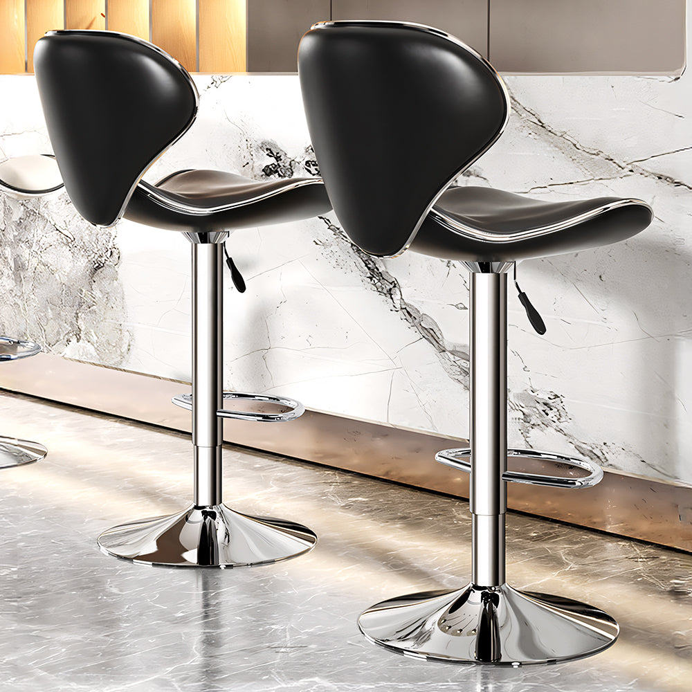 Modern Adjustable Swivel Bar Stool Upholstered Faux Leather Seat Height Adjustable 1 Piece
