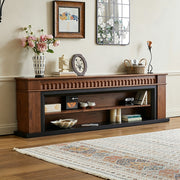 Modern Walnut TV Stand with Fluted Detail and Open Storage Shelf