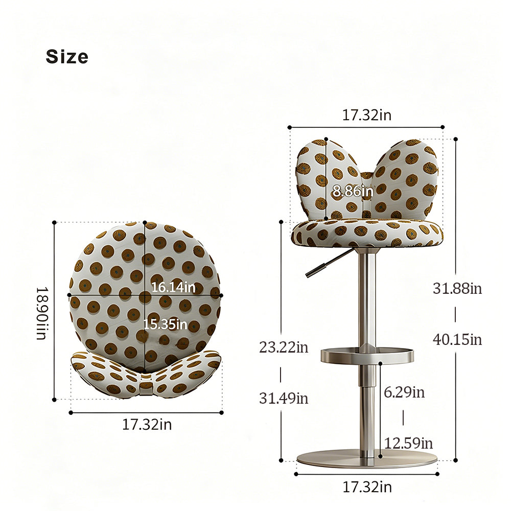 Modern Upholstered Adjustable Bar Stool with Petal Back 1 Piece