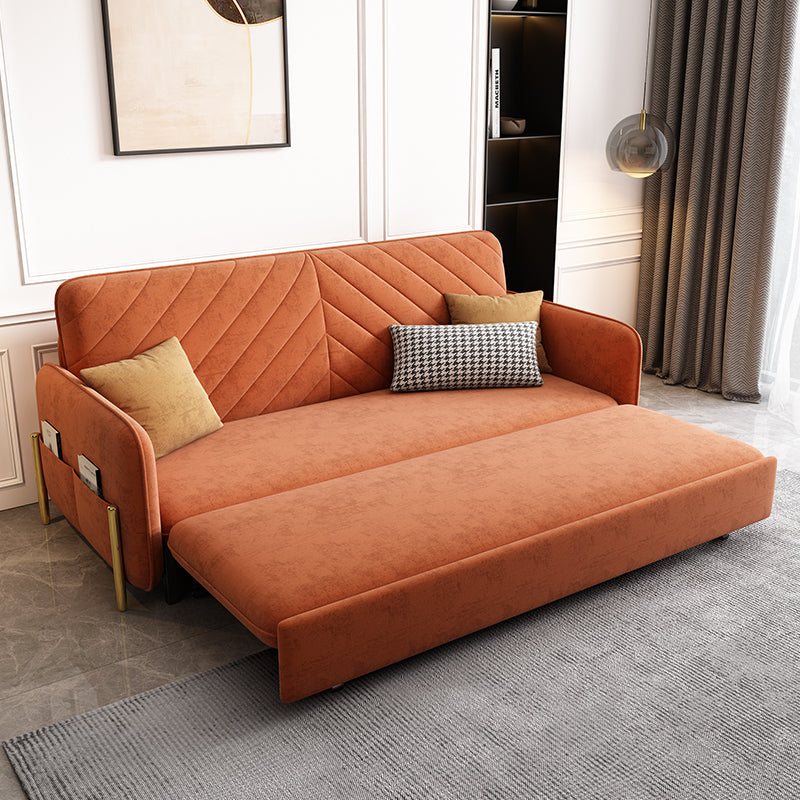 Sofa Bed Solid Wood Metal Frame Velvet Upholstery Storage Drawer Convertible