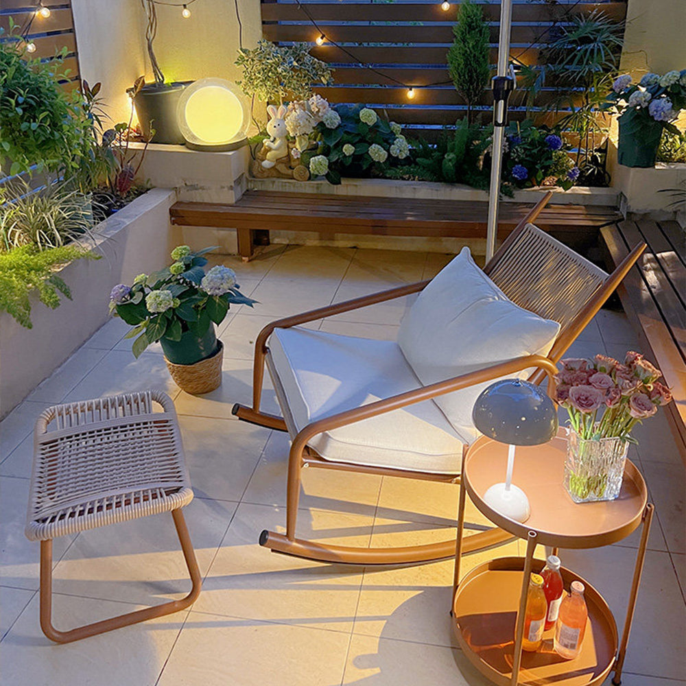 Outdoor Woven Rocking Chair with Cushions
