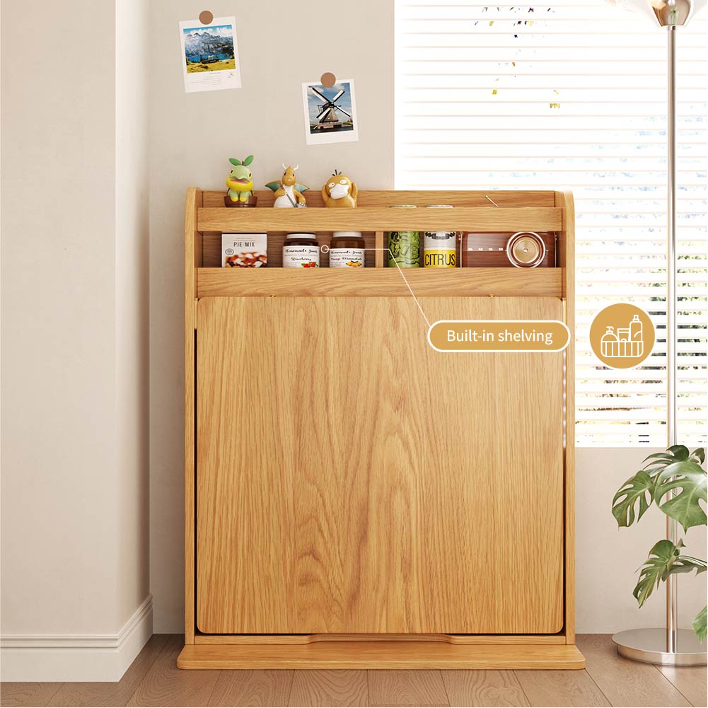62''Foldable Multifunctional Dining Table Integrated Storage Solid Wood Texture Multi-Scene Fit