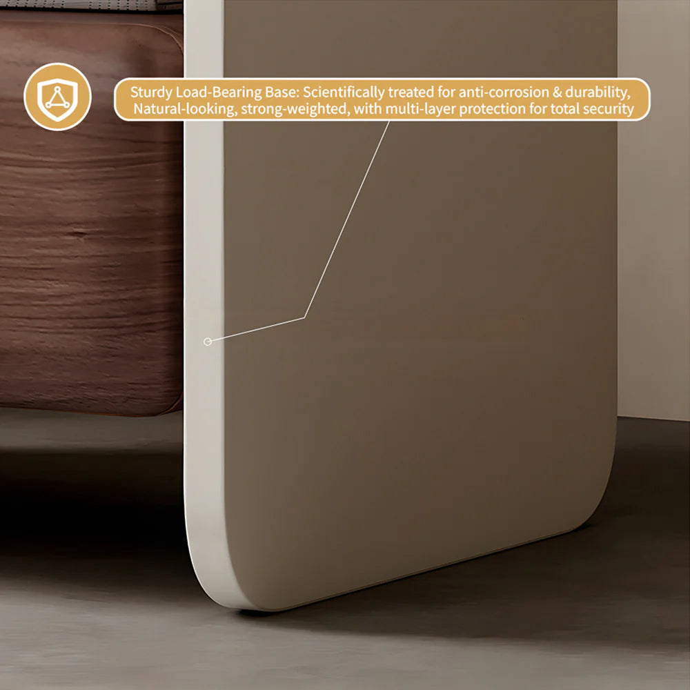 Sleek Modern Nightstand with Curved Edges Wooden Storage Drawer