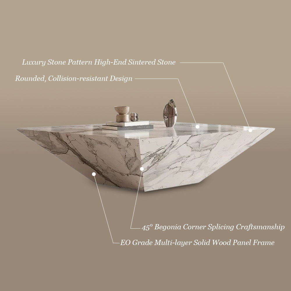 23''/31''Minimalist Square Coffee Table Modern Marble-Texture Centerpiece