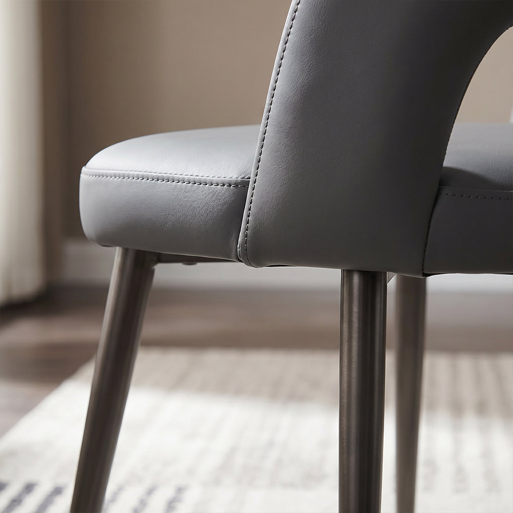 Matte Black Carbon Steel Leg Two Tone Faux Leather Dining Side Chair 1 Piece