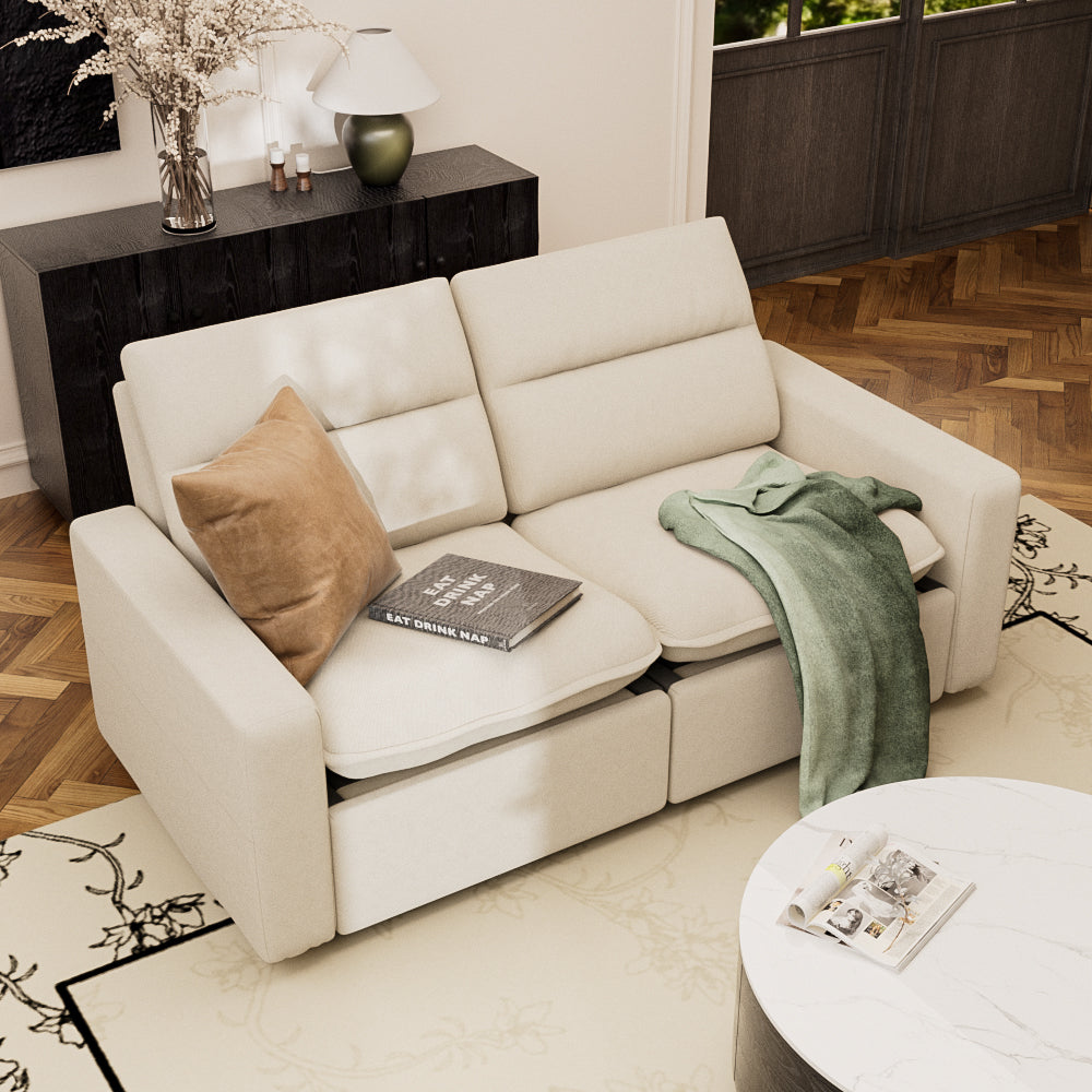80.34''Power Recliner Sofa with USB Ports, Adjustable Backrest & Footrest, High-Density Cushions, Modern Minimalist Living Room Sofa