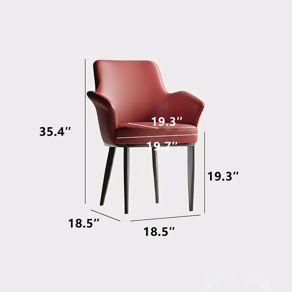 Modern Faux Leather Dining Chair with Curved Armrests and Metal Legs 1 Piece