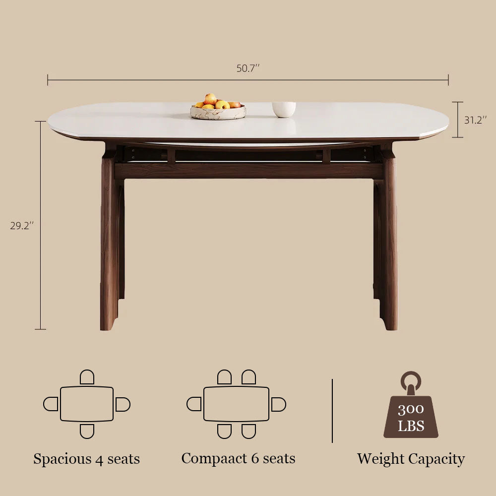 50.7" Versatile Extendable Dining Table Round to Oval Conversion