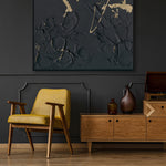 Load image into Gallery viewer, Handmade Abstract Wall Art – Black Textured Painting with Gold Accents
