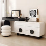 Load image into Gallery viewer, Modern Makeup Vanity Table Set with Mirror Stool &amp; Storage Cabinet
