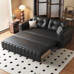Load image into Gallery viewer, Modern Black Leather Sofa Bed with Pull-Out Sleeper Convertible 2-in-1 Couch
