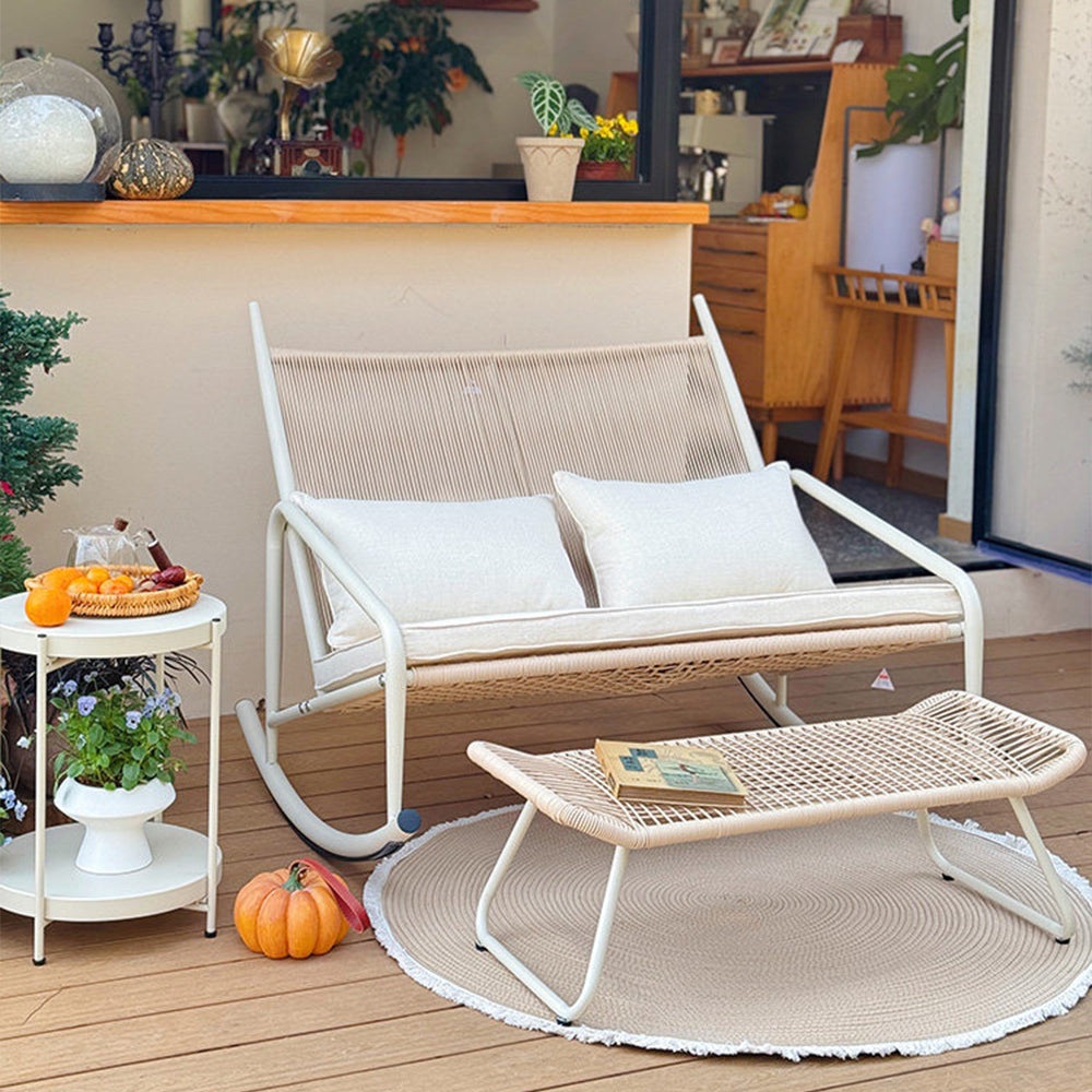 Outdoor Woven Rocking Chair with Cushions