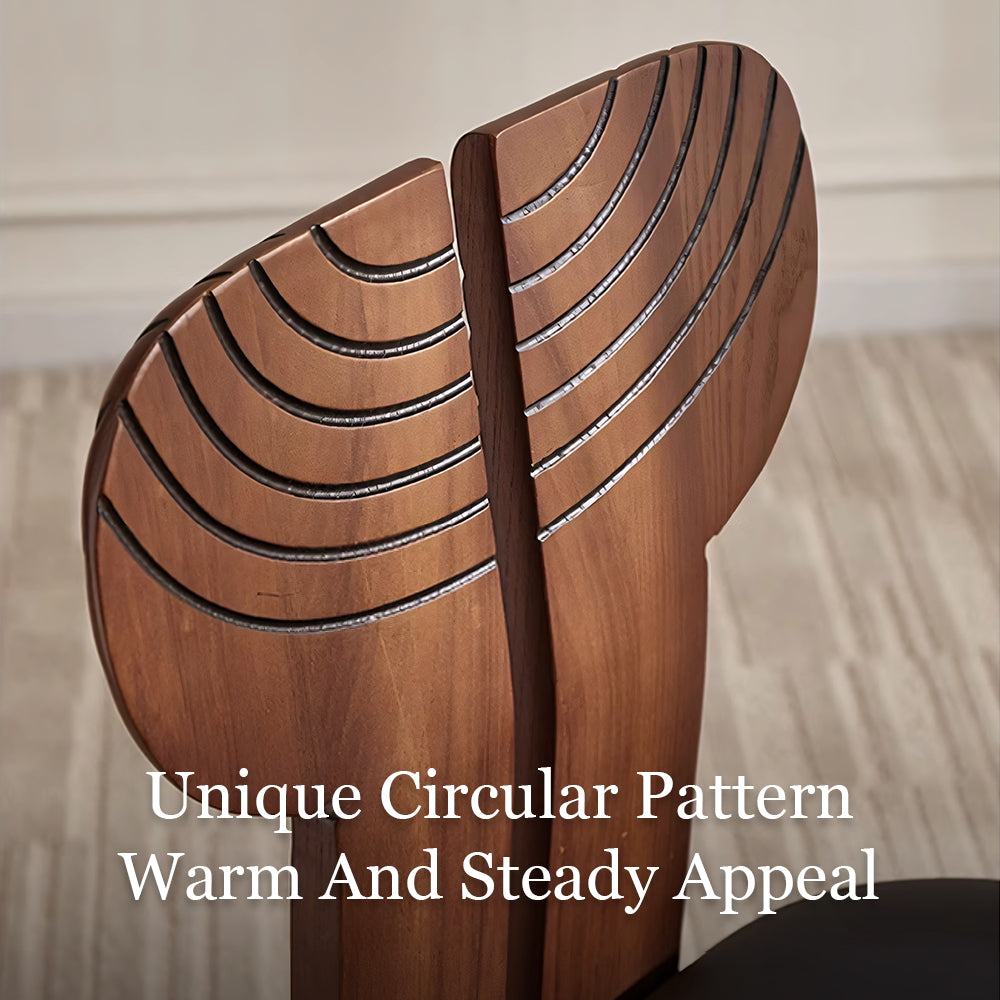 Modern Artistic Dining Chair Set of 2 Solid Wood Frame Upholstered Seat Carved Back Accent Chair