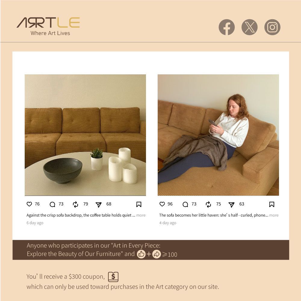 124.8" Modular Compressed Sofa Lightweight Corduroy Sectional Easy to Move for Multi-scene Use