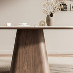 Load image into Gallery viewer, Oval Dining Table Solid Wood Walnut Veneer Base Scratch Resistant Sintered Stone Top Modern Stylish Design
