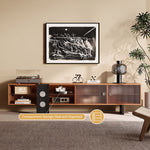 Load image into Gallery viewer, 70.2‘’Mid-Century Modern TV Stand with Record Player Shelf - Wood Storage  Easy Organization
