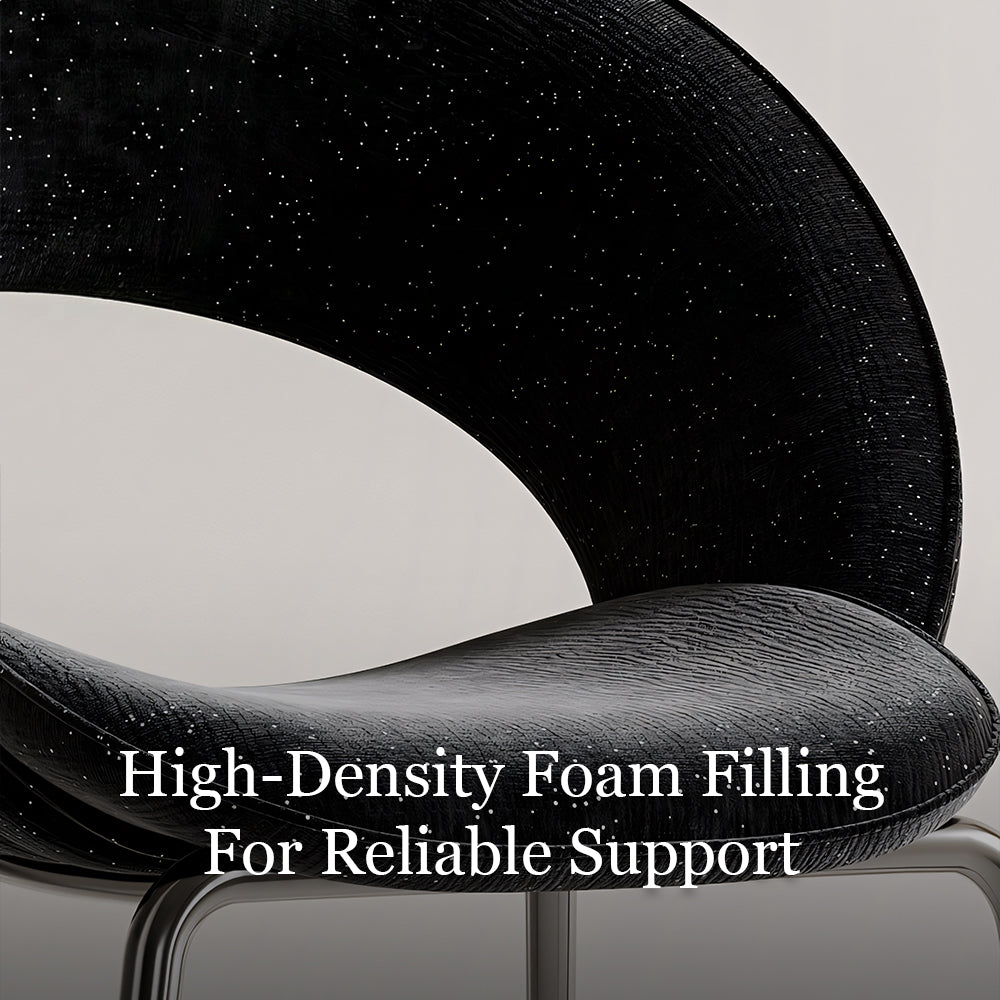 Modern Black Curved Dining Chair with Stainless Steel Legs Minimalist Accent Chair 1 Piece