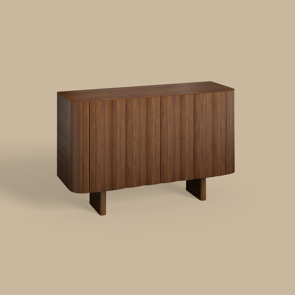 54.6'' Modern Fluted Wood Sideboard Cabinet with Mid-Century Legs