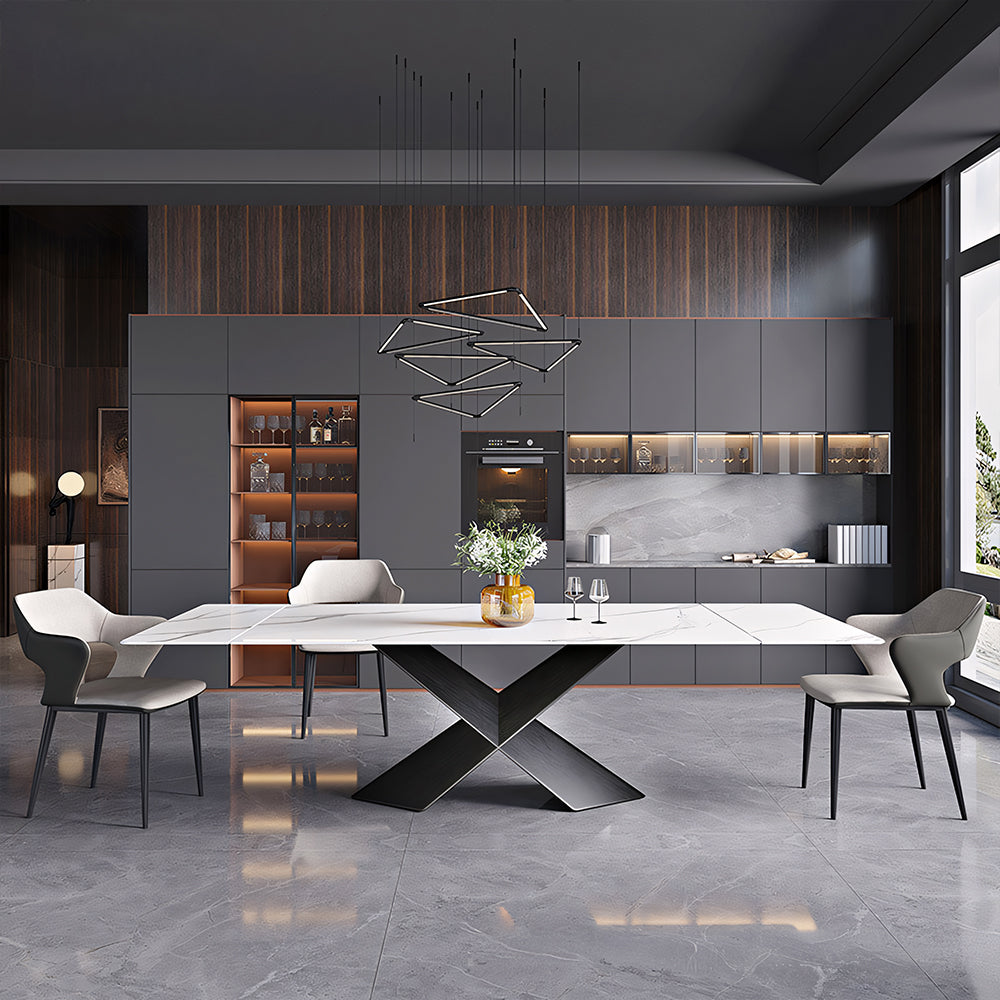54.6"- 78" Elegant White Extendable Dining Table Versatile Foldable Design