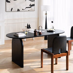 Load image into Gallery viewer, Oval Dining Table Arched Solid Wood Walnut Veneer Base Textured Wood Grain Surface Modern Elegant Design
