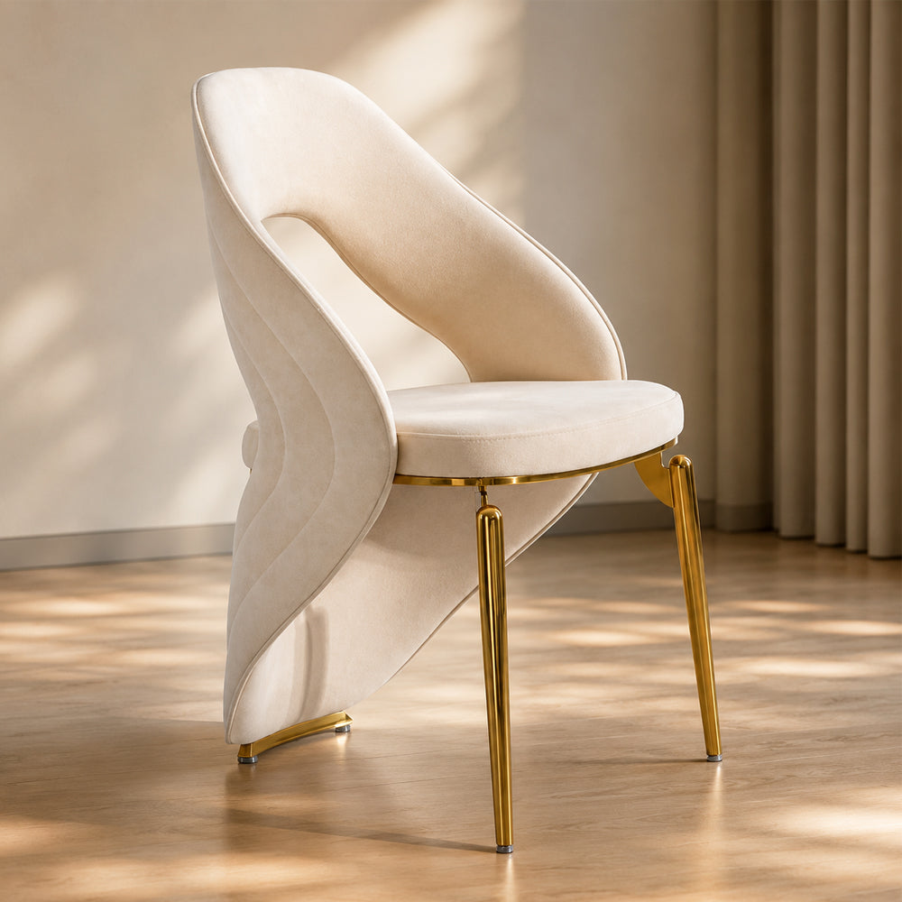 1 PCS Sculptural Curved Back Channel Stitch High End Dining Side Chair