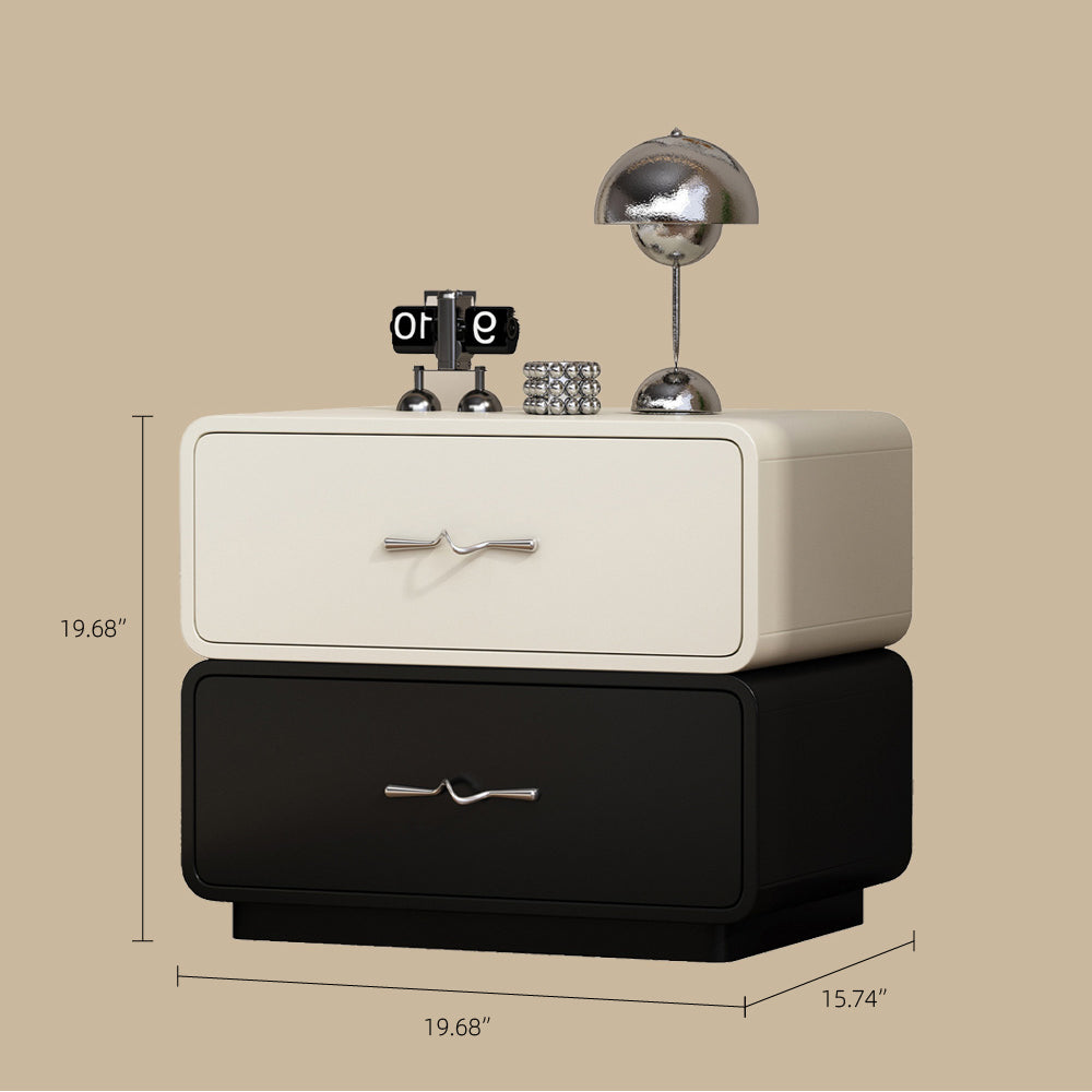 Modern Two-Tone Bedside Table with Soft Rounded Edges and Drawer Storage