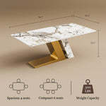 Load image into Gallery viewer, Elegant Marble Dining Table with Gold Accents
