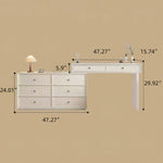 Load image into Gallery viewer, Solid Wood Vanity Desk with Side Cabinet and Upholstered Stool
