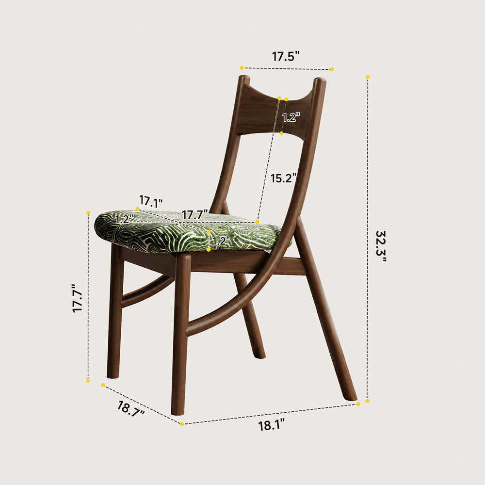 Artistic Curved Leg Solid Hardwood Dining Chair 1 Piece
