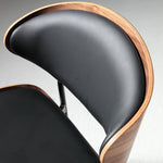 Load image into Gallery viewer, 2PCS Mid Century Dining Chair Curved Back Leather Seat Wood Edge Metal Legs
